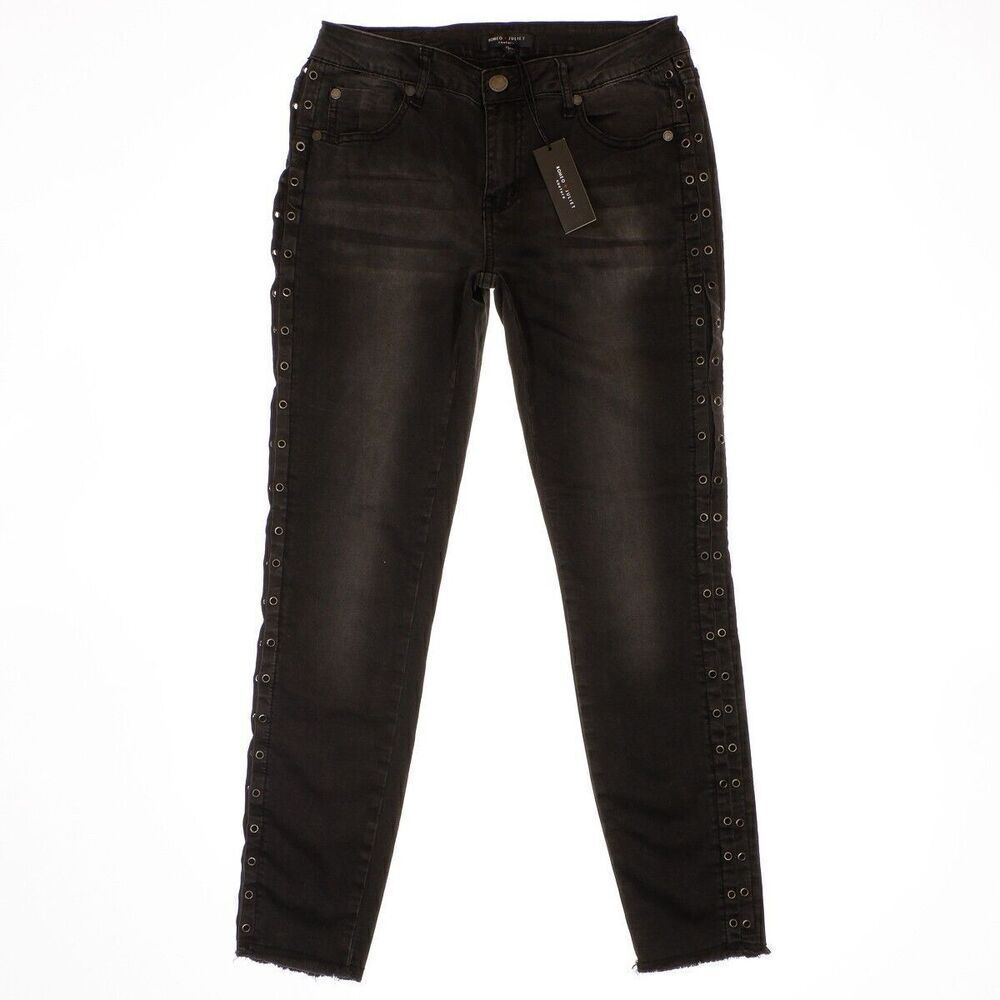 Romeo Juliet Jeans Womens Size M Black Charcoal Skinny Stretch Measures 28 x 27